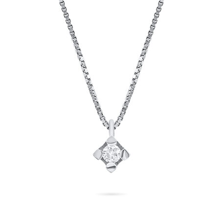 Collana Punto Luce Diamante naturale ct. 0,04 oro bianco 18 kt