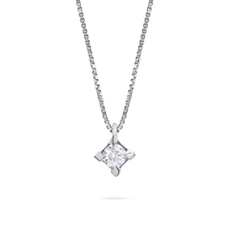 Collana punto luce diamante 0,10 ct in oro bianco 18 kt