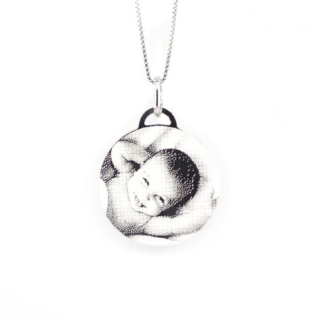 Ciondolo medaglia foto tonda 23 mm unisex argento 925