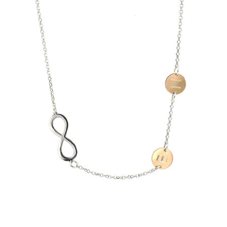 Collana personalizzata con infinito e due cerchi con iniziali